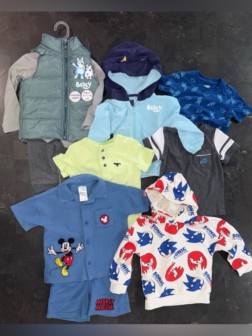 Boys 2T Clothes - Bluey, Mickey, Sonic the Hedgehog